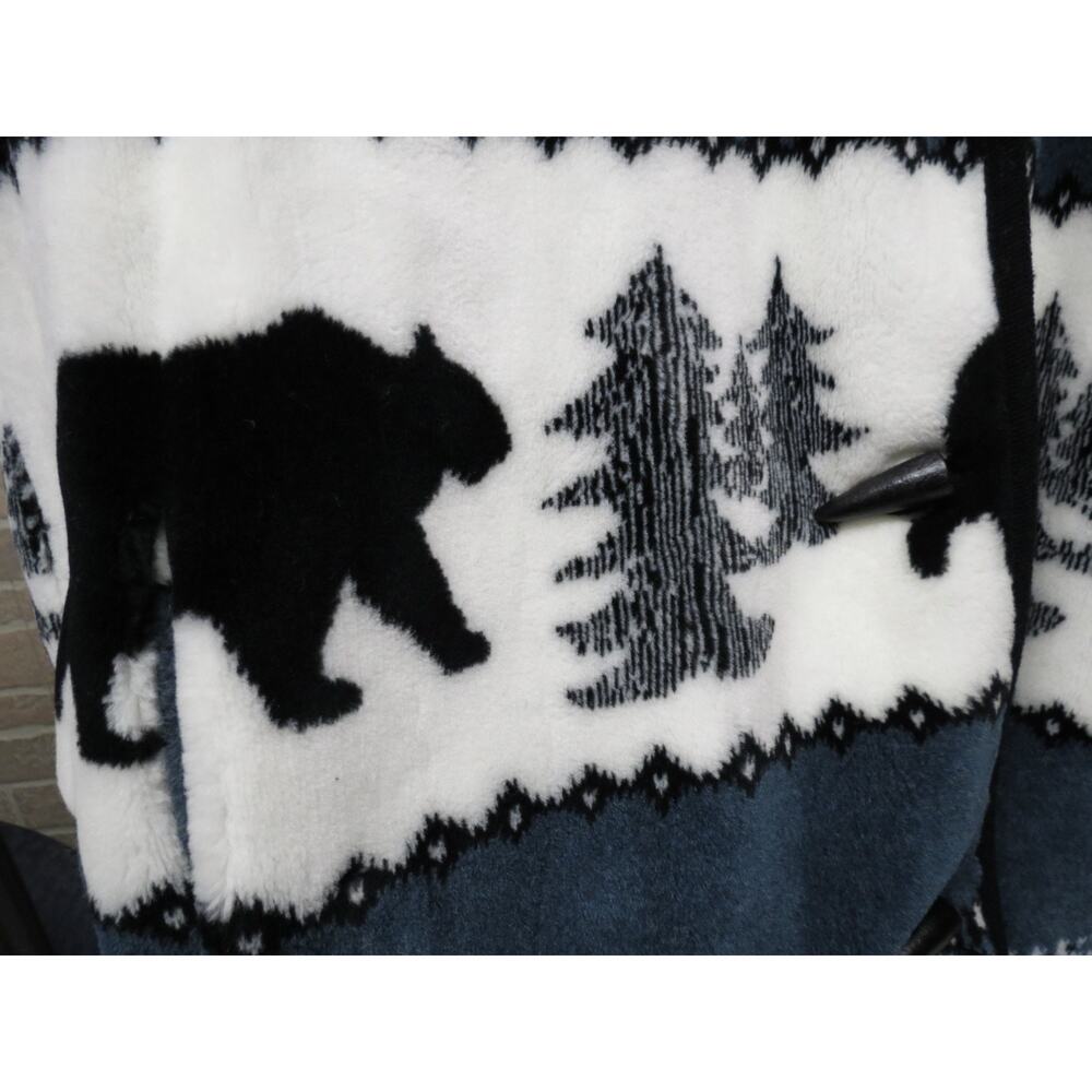 Nordic Lights Sz Large Blue Bear Fleece Reversible Jacket Coat Hooded w/Tags - Picture 2 of 8